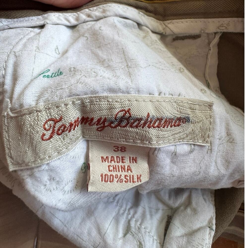 Tommy Bahama khaki, silk, men's flat front Chino golf shorts size 38 - Picture 10 of 14